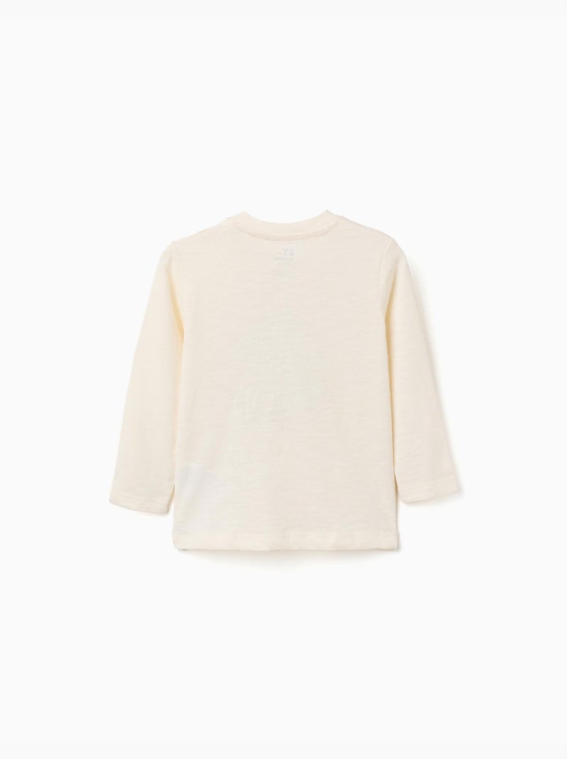 Maglietta in cotone a manica lunga con stampa di camaleonte Beige chiaro - Kiabi