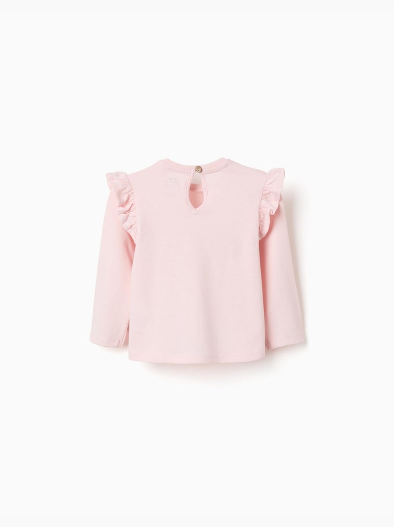 Maglietta in cotone a manica lunga con stampa di fiori Rosa - Kiabi