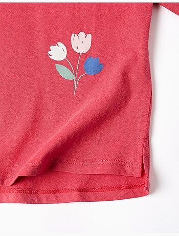 Maglietta in cotone a manica lunga con stampa di fiori