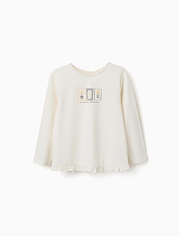 T-shirt a manica lunga con stampa in rilievo floreale