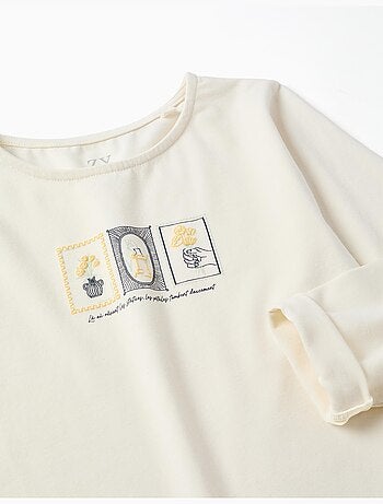 T-shirt a manica lunga con stampa in rilievo floreale