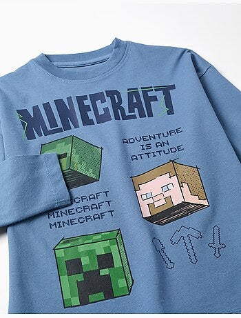 Maglietta in cotone a manica lunga con stampa frontale minecraft