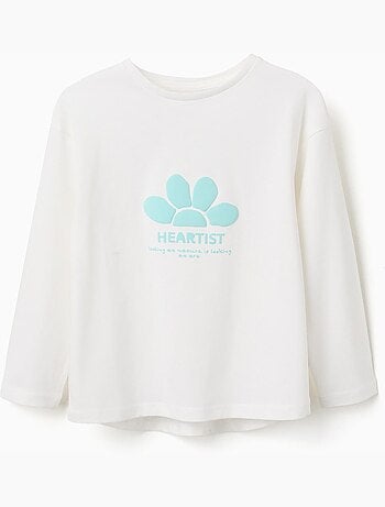 Maglietta in cotone a manica lunga con stampa imagination