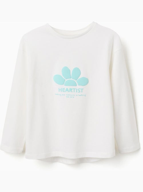 Maglietta in cotone a manica lunga con stampa in rilievo - Kiabi