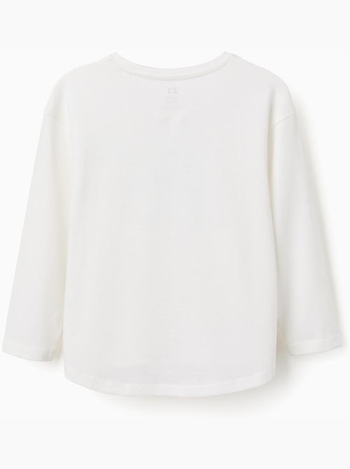 Maglietta in cotone a manica lunga con stampa in rilievo - Kiabi