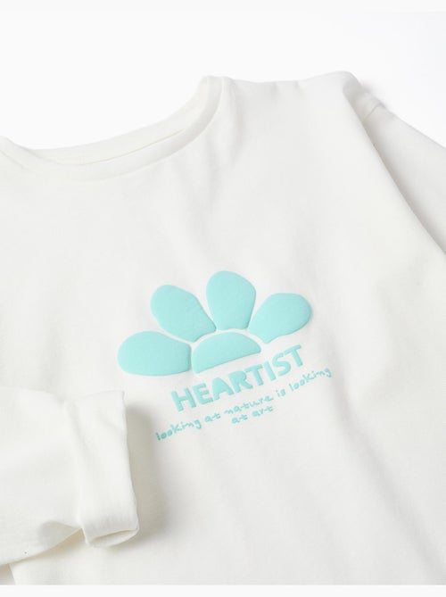 Maglietta in cotone a manica lunga con stampa in rilievo - Kiabi