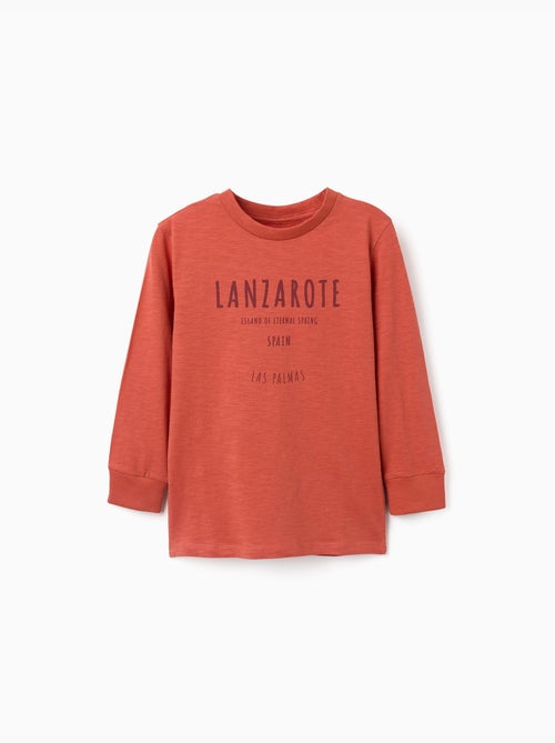 Maglietta in cotone a manica lunga con stampa lanzarote - Kiabi