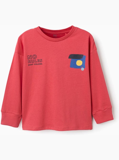 Maglietta in cotone a manica lunga con stampa no rules - Kiabi