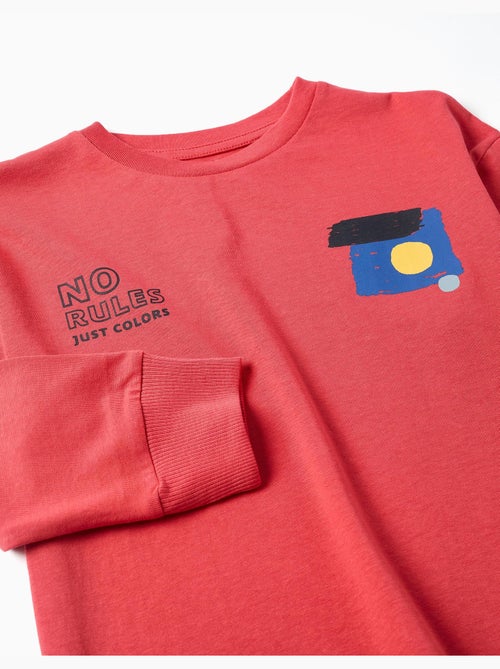 Maglietta in cotone a manica lunga con stampa no rules - Kiabi