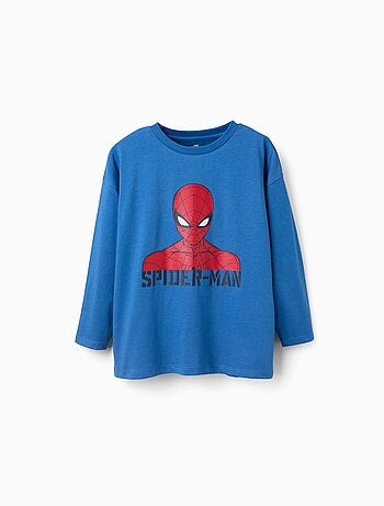 Maglietta in cotone a manica lunga con stampa Spider-Man