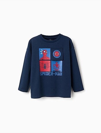 Maglietta in cotone a manica lunga con stampa Spider-Man