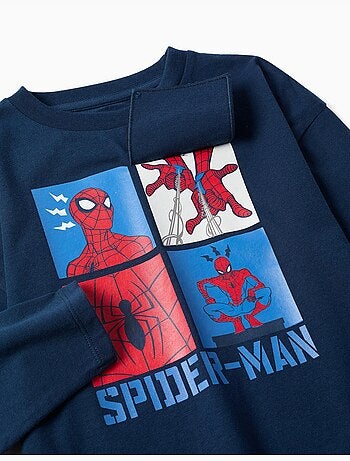 Maglietta in cotone a manica lunga con stampa Spider-Man