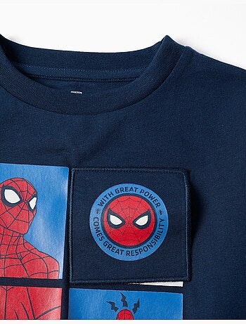 Maglietta in cotone a manica lunga con stampa Spider-Man
