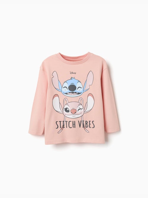 Maglietta in cotone a manica lunga con stampa stitch vibes - Kiabi