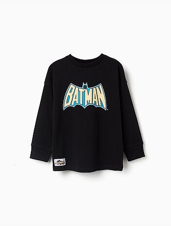 Maglietta in cotone a manica lunga con stampe di batman
