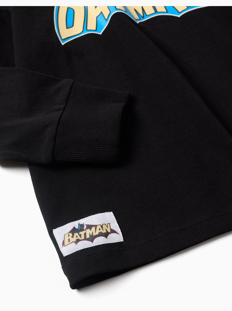 Maglietta in cotone a manica lunga con stampe di batman Nero Nero - Kiabi