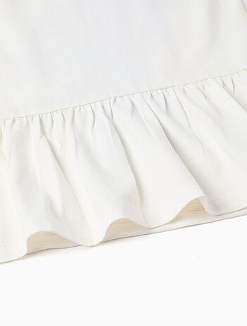 Maglietta in cotone a manica lunga con stitch e volant