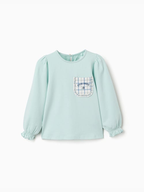 Maglietta in cotone a manica lunga con tasca sul petto - Kiabi