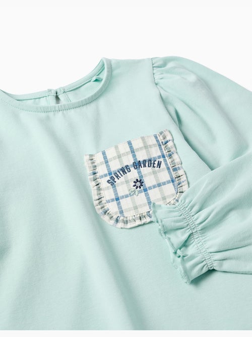 Maglietta in cotone a manica lunga con tasca sul petto - Kiabi