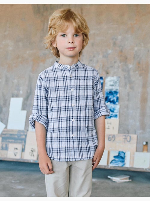 Maglietta in cotone a quadri con maniche arrotolabili brothers & sisters - Kiabi