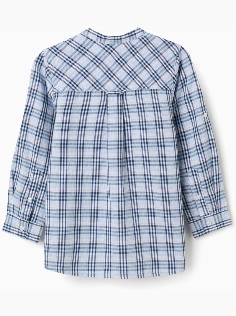 Maglietta in cotone a quadri con maniche arrotolabili brothers & sisters Blu scuro - Kiabi