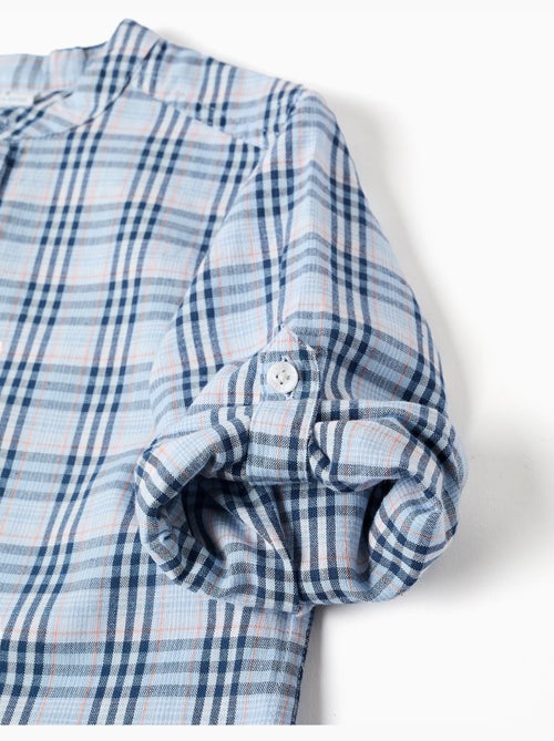 Maglietta in cotone a quadri con maniche arrotolabili brothers & sisters - Kiabi