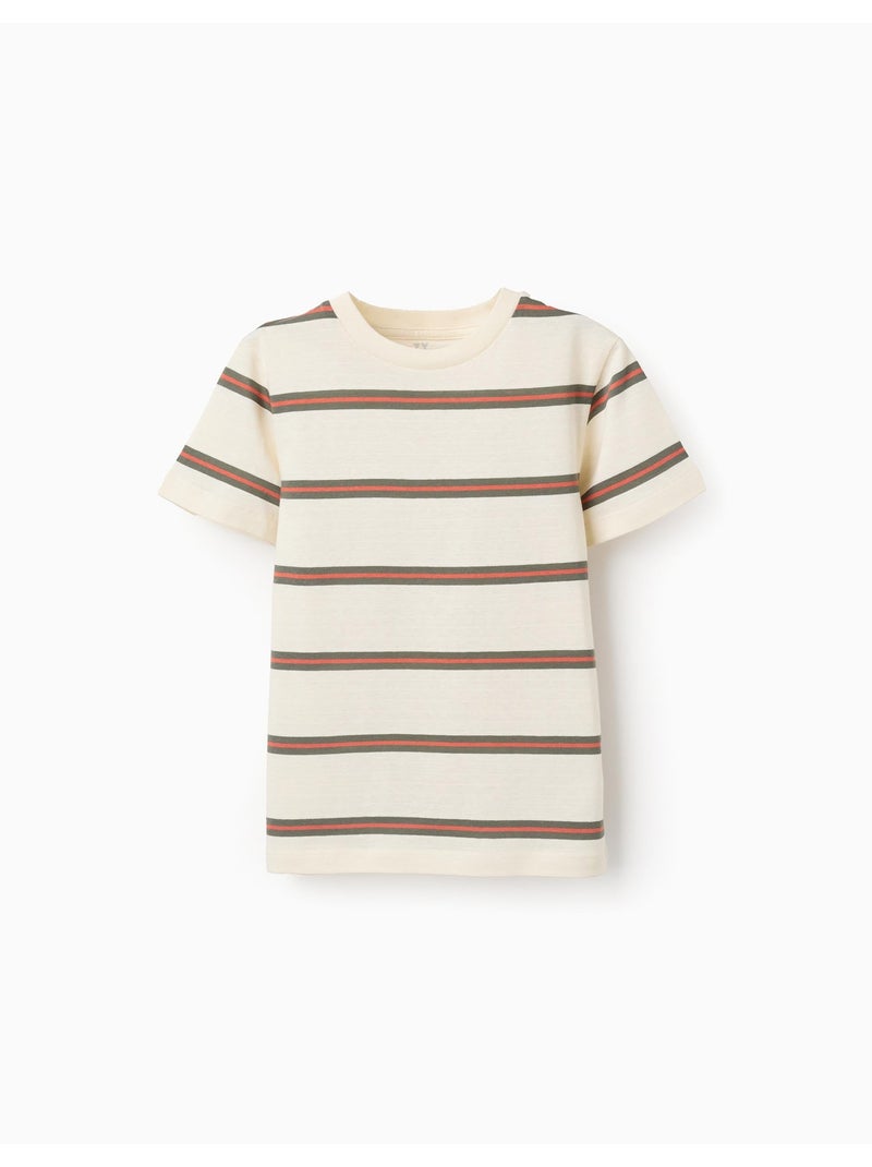 Maglietta in cotone a righe Beige chiaro - Kiabi