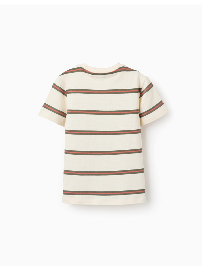 Maglietta in cotone a righe Beige chiaro - Kiabi