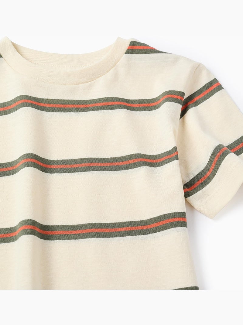 Maglietta in cotone a righe Beige chiaro - Kiabi
