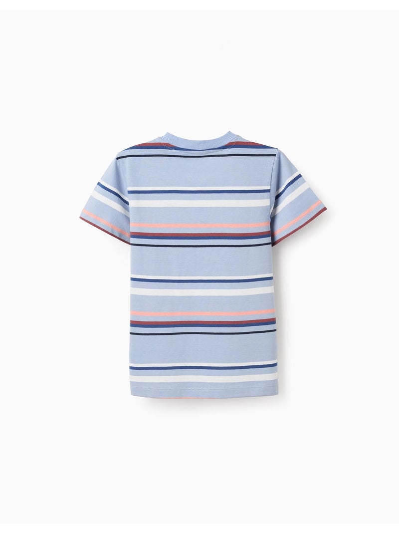 Maglietta in cotone a righe Blu chiaro - Kiabi