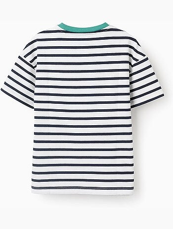 Maglietta in cotone a righe con stampa