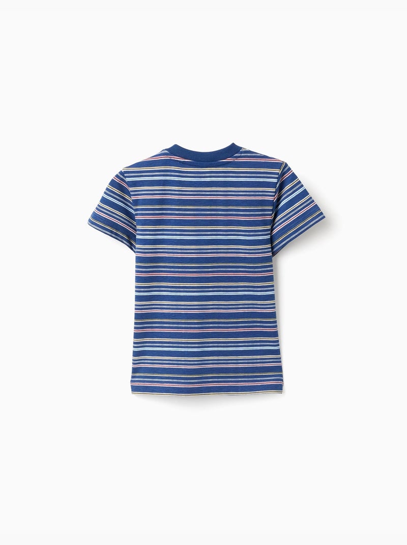 Maglietta in cotone a righe con tasca sul petto Blu scuro - Kiabi