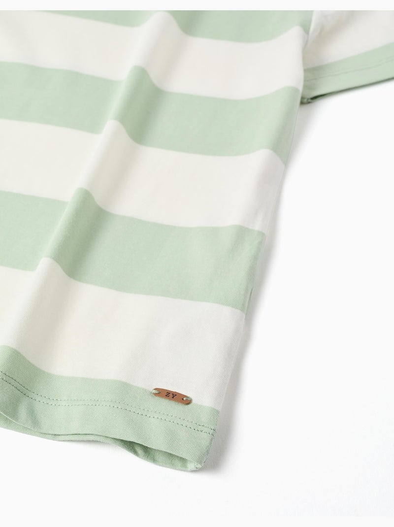 Maglietta in cotone a righe Verde chiaro - Kiabi