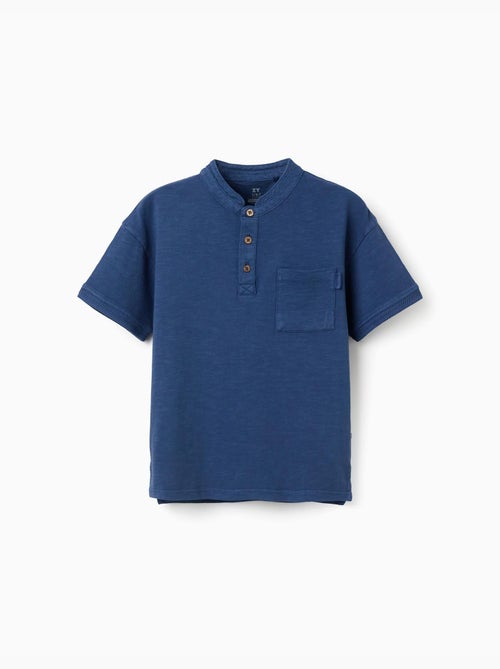 Maglietta in cotone con colletto mao e tasca - Kiabi