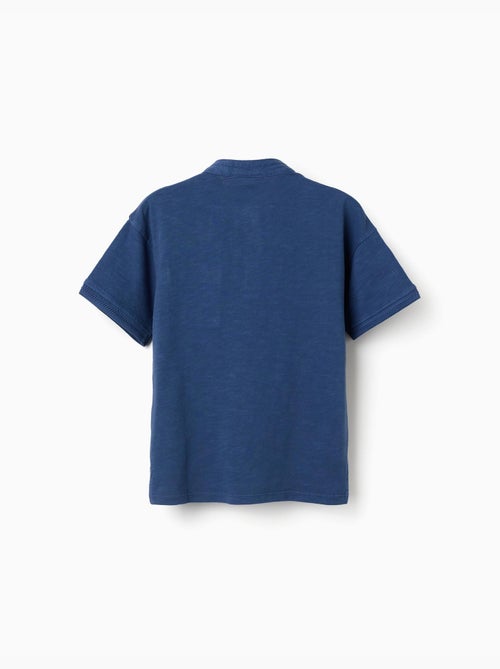 Maglietta in cotone con colletto mao e tasca - Kiabi