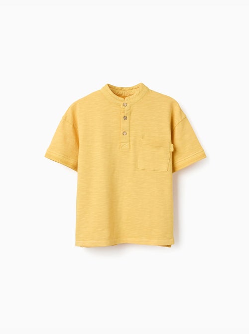 Maglietta in cotone con colletto mao e tasca - Kiabi
