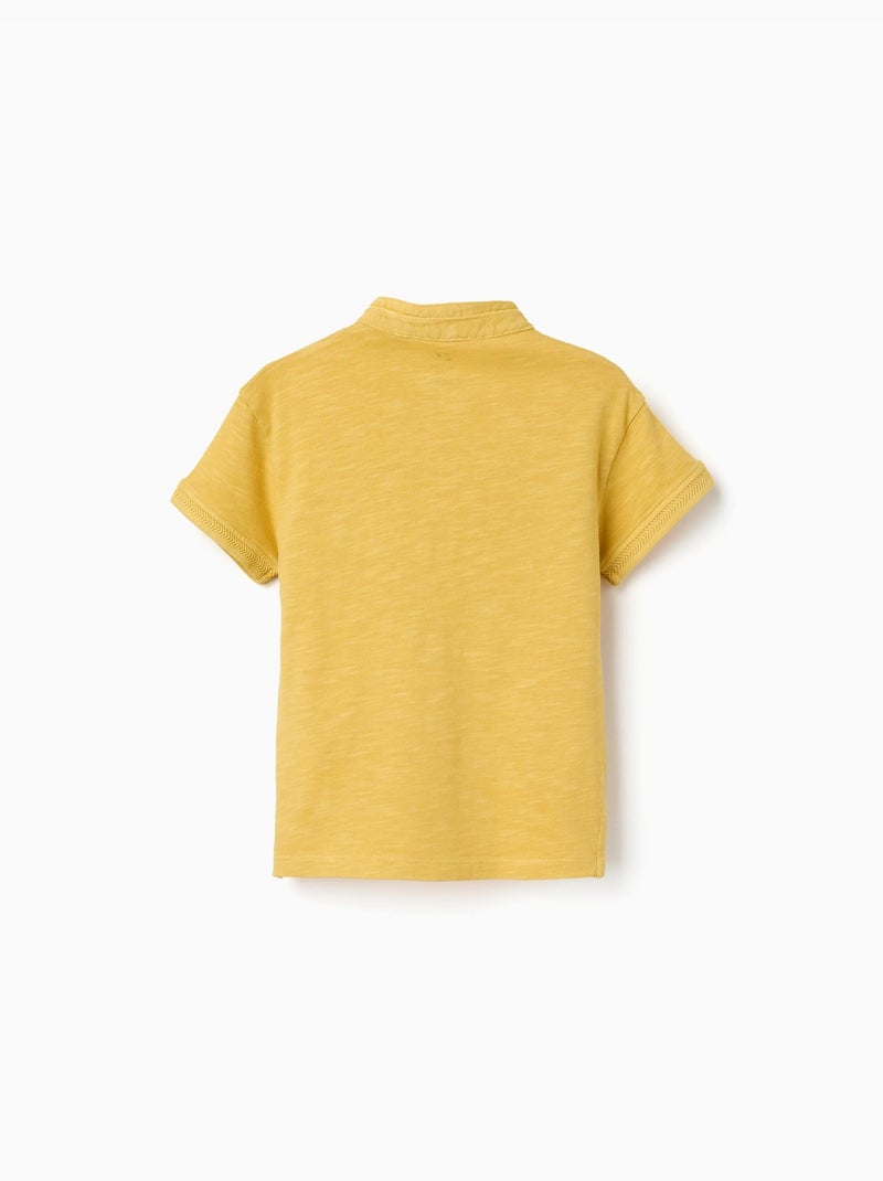Maglietta in cotone con colletto mao e tasca Giallo scuro - Kiabi