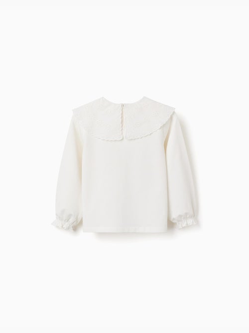 Maglietta in cotone con colletto maxi con ricamo inglese - Kiabi Maglietta in cotone con colletto maxi con ricamo inglese - Kiabi