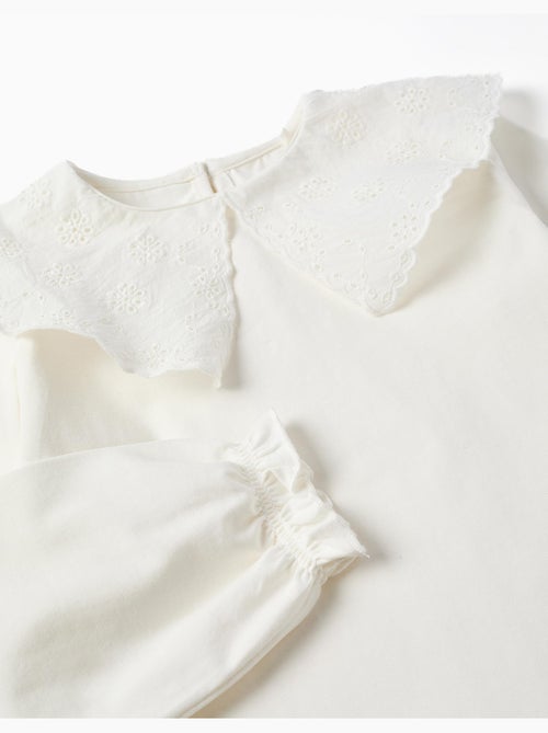 Maglietta in cotone con colletto maxi con ricamo inglese - Kiabi Maglietta in cotone con colletto maxi con ricamo inglese - Kiabi