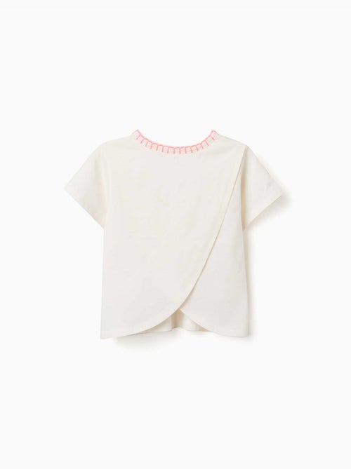 Maglietta in cotone con colletto ricamato - Kiabi Maglietta in cotone con colletto ricamato - Kiabi
