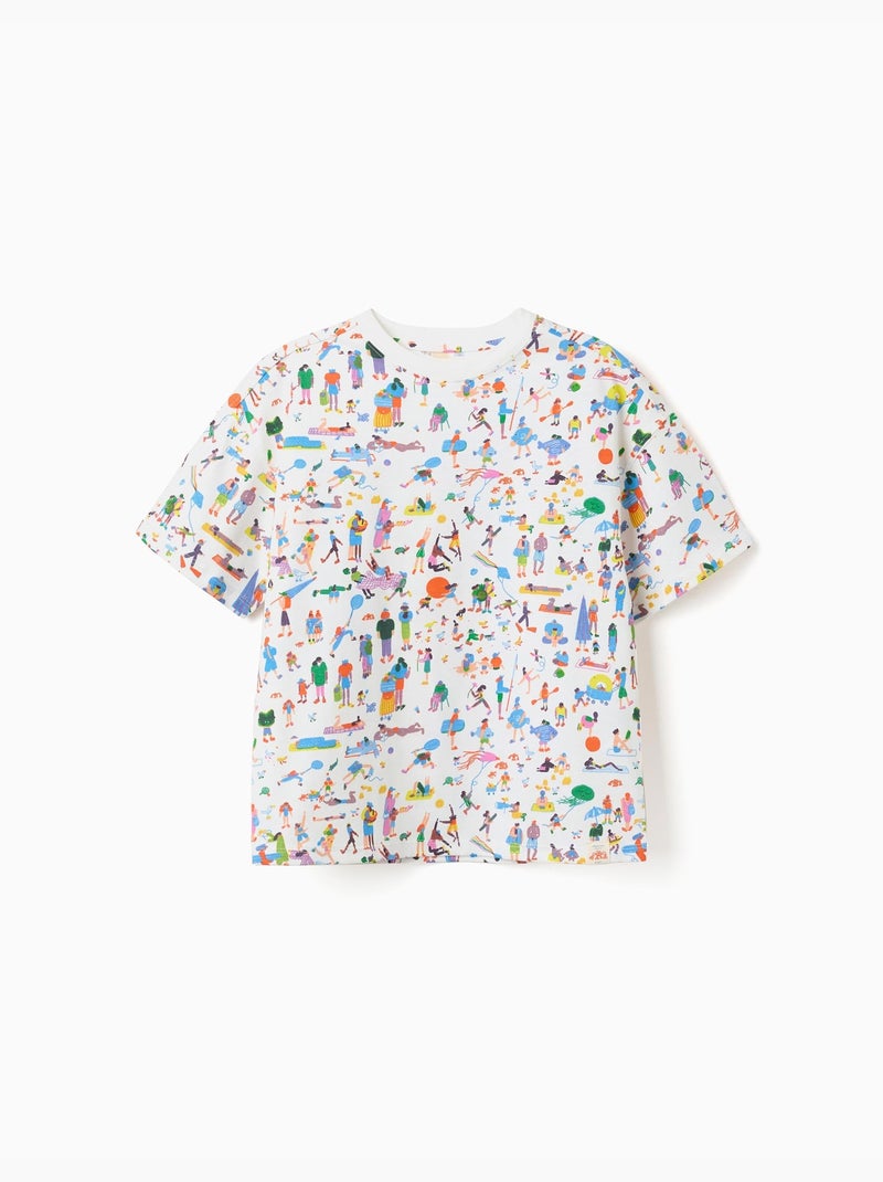 Maglietta in cotone con illustrazione Carolina Celas x Zippy Bianco - Kiabi