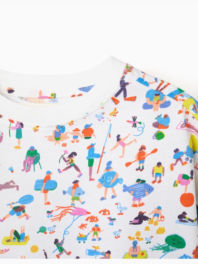 Maglietta in cotone con illustrazione Carolina Celas x Zippy Bianco - Kiabi