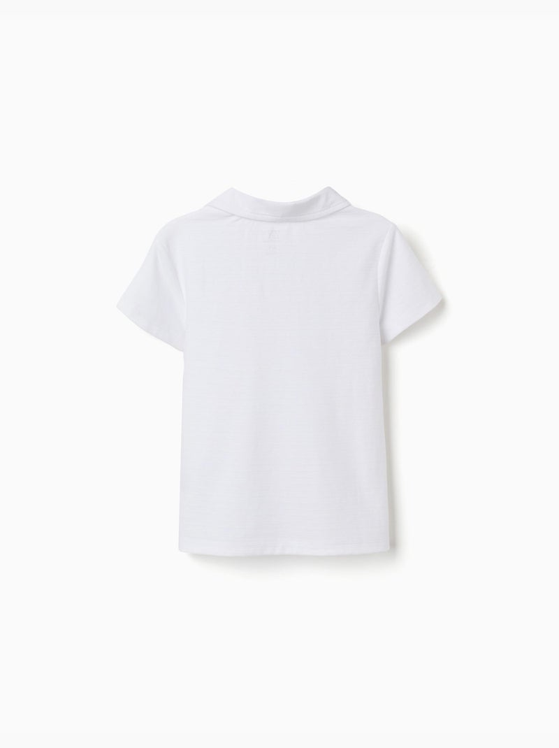 Maglietta in cotone con jacquard Bianco - Kiabi