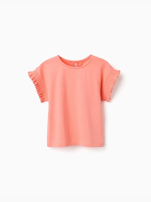 Maglietta in cotone con maniche arricciate - Kiabi