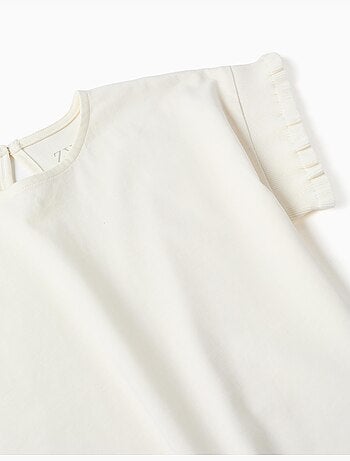 Maglietta in cotone con maniche arricciate