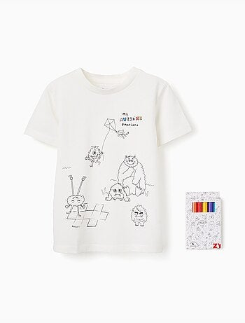 Maglietta in cotone con Mostri delle Emozioni da colorare