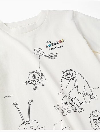 Maglietta in cotone con Mostri delle Emozioni da colorare