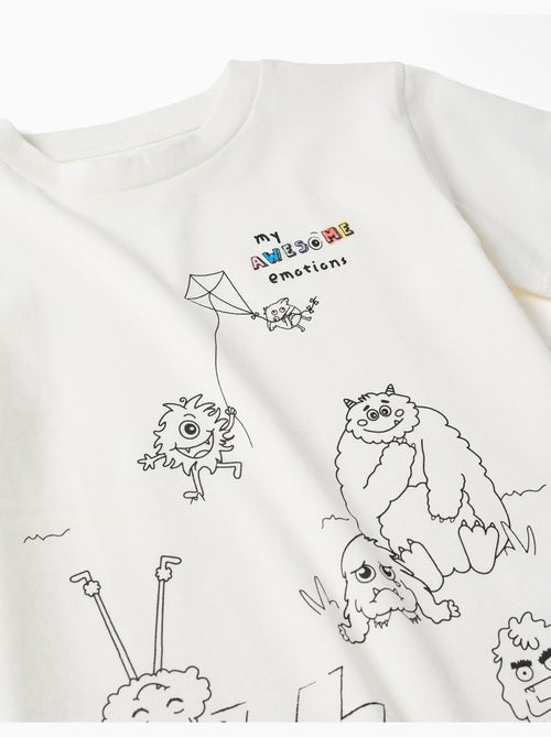 Maglietta in cotone con Mostri delle Emozioni da colorare - Kiabi