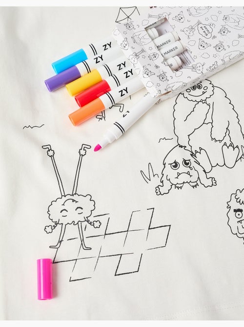 Maglietta in cotone con Mostri delle Emozioni da colorare - Kiabi