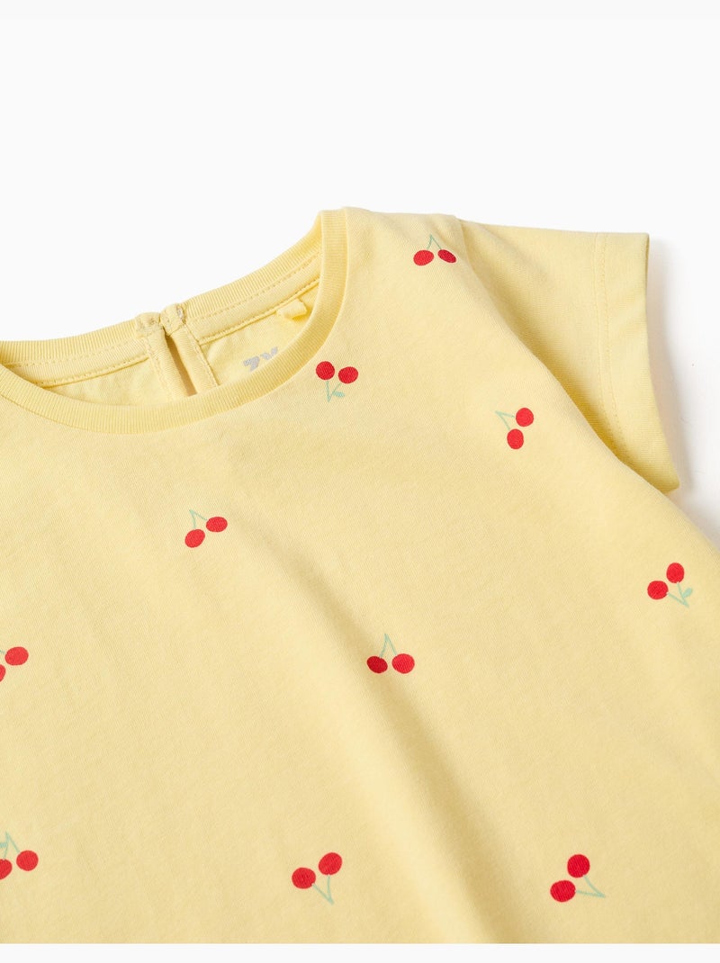 Maglietta in cotone con motivo ciliegia Giallo chiaro - Kiabi